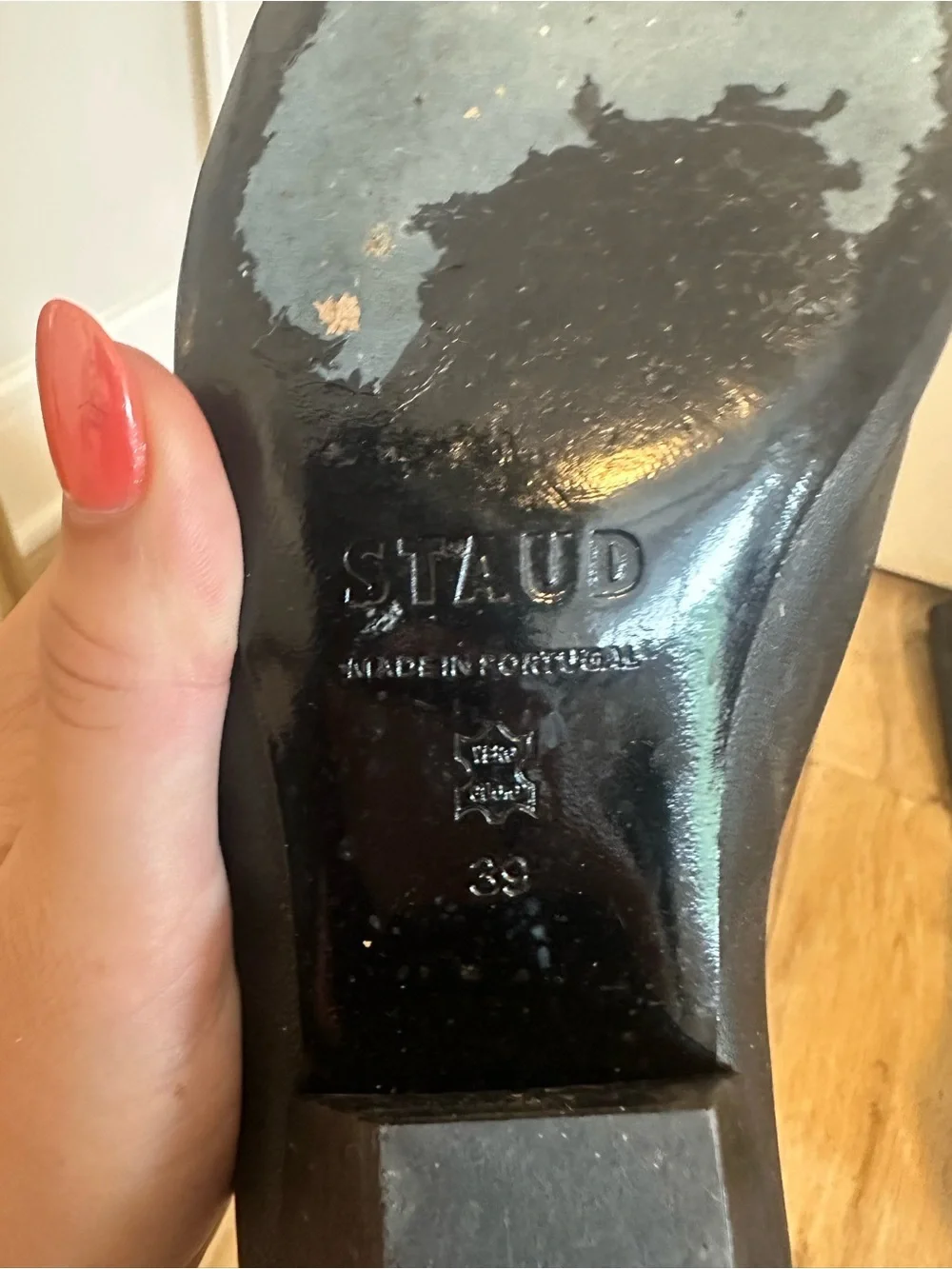STAUD Black Leather Wally Flat Boots